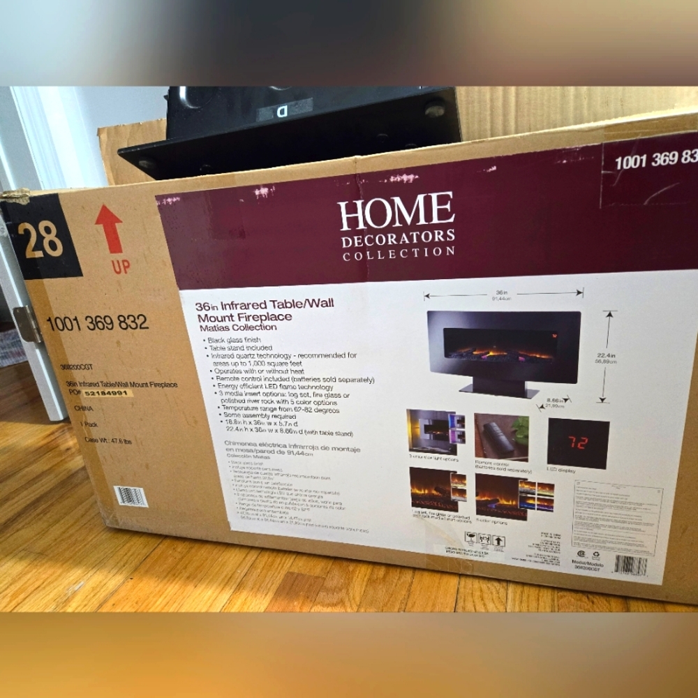 Home Decorators Collection 36" Infrared Table/Wall Mount Fireplace w/ Heat